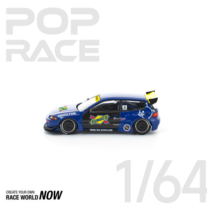 POP RACE 1:64 PANDEM CIVIC EG6 BLUE/BLACK