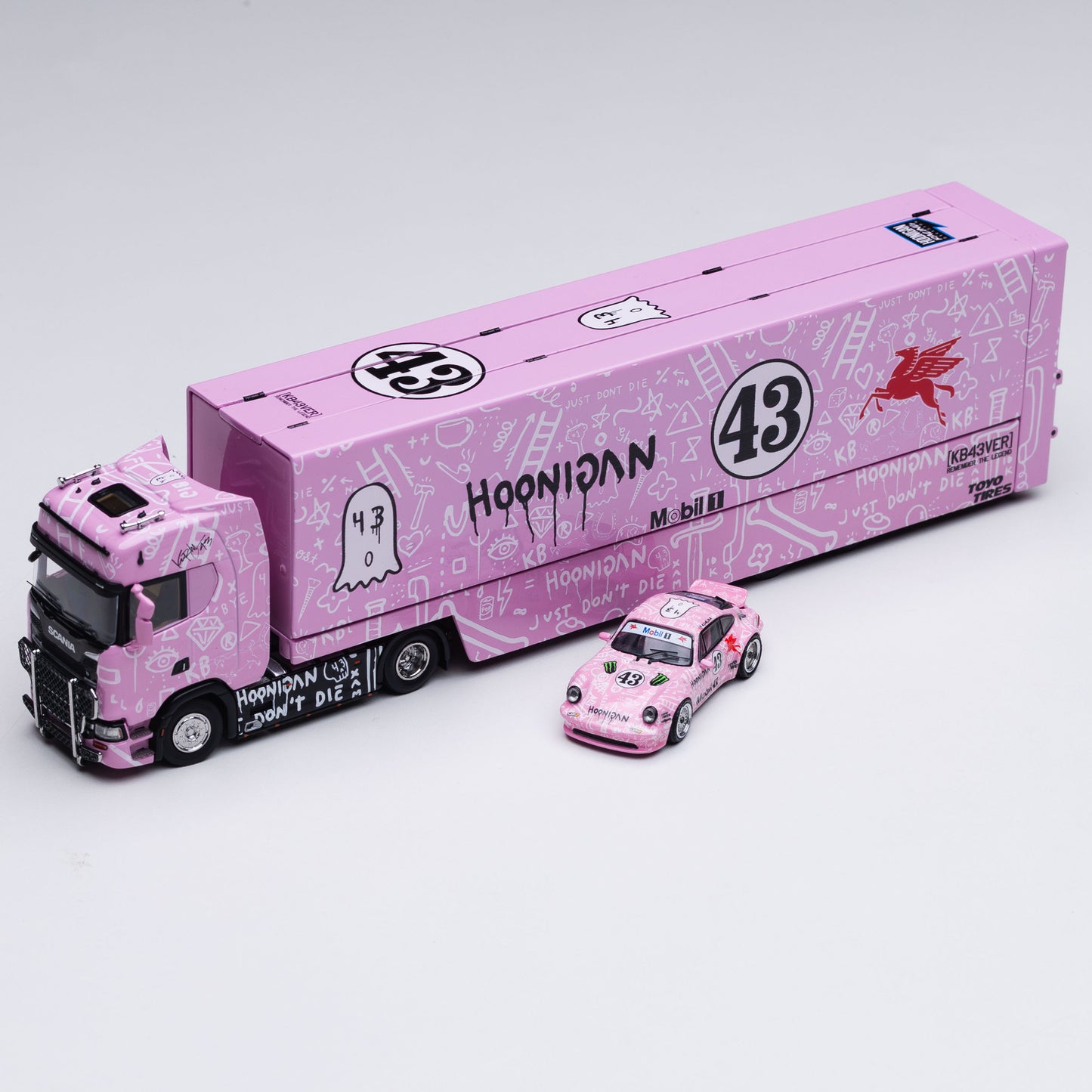 Scania S730 v8 double-layer enclosed flying wing transport 1/64