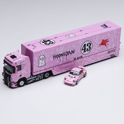 Scania S730 v8 double-layer enclosed flying wing transport 1/64