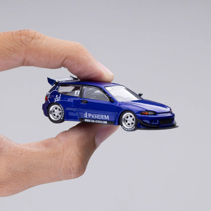 POP RACE 1:64 HONDA CIVIC (EG6) V1.5 PANDEM IN METALLIC BLUE