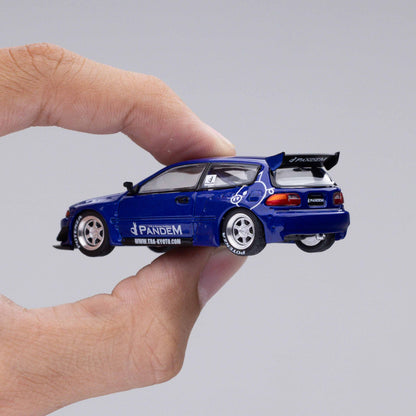 POP RACE 1:64 HONDA CIVIC (EG6) V1.5 PANDEM IN METALLIC BLUE