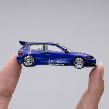 POP RACE 1:64 HONDA CIVIC (EG6) V1.5 PANDEM IN METALLIC BLUE