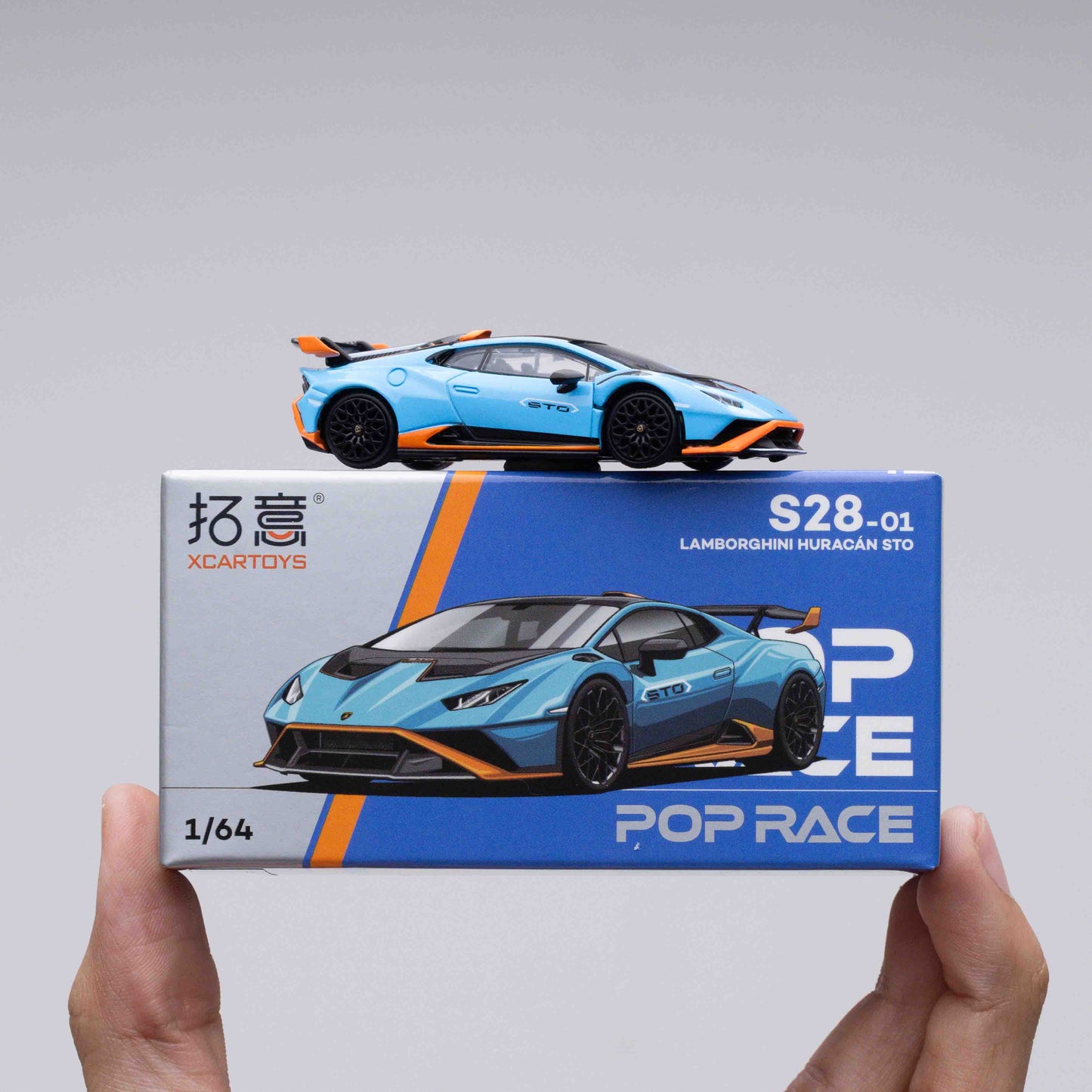 1/64 LAMBORGHINI HURACÁN STO BLU LAUFEY/ARANCIO XANTO