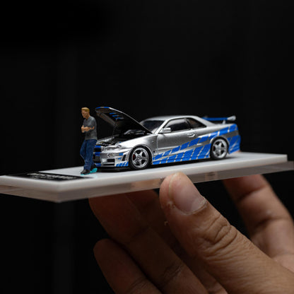 NISSAN GTR34 OPEN COVER EDITION SPEED AND PASSION BLUE SILVER – FIGURE