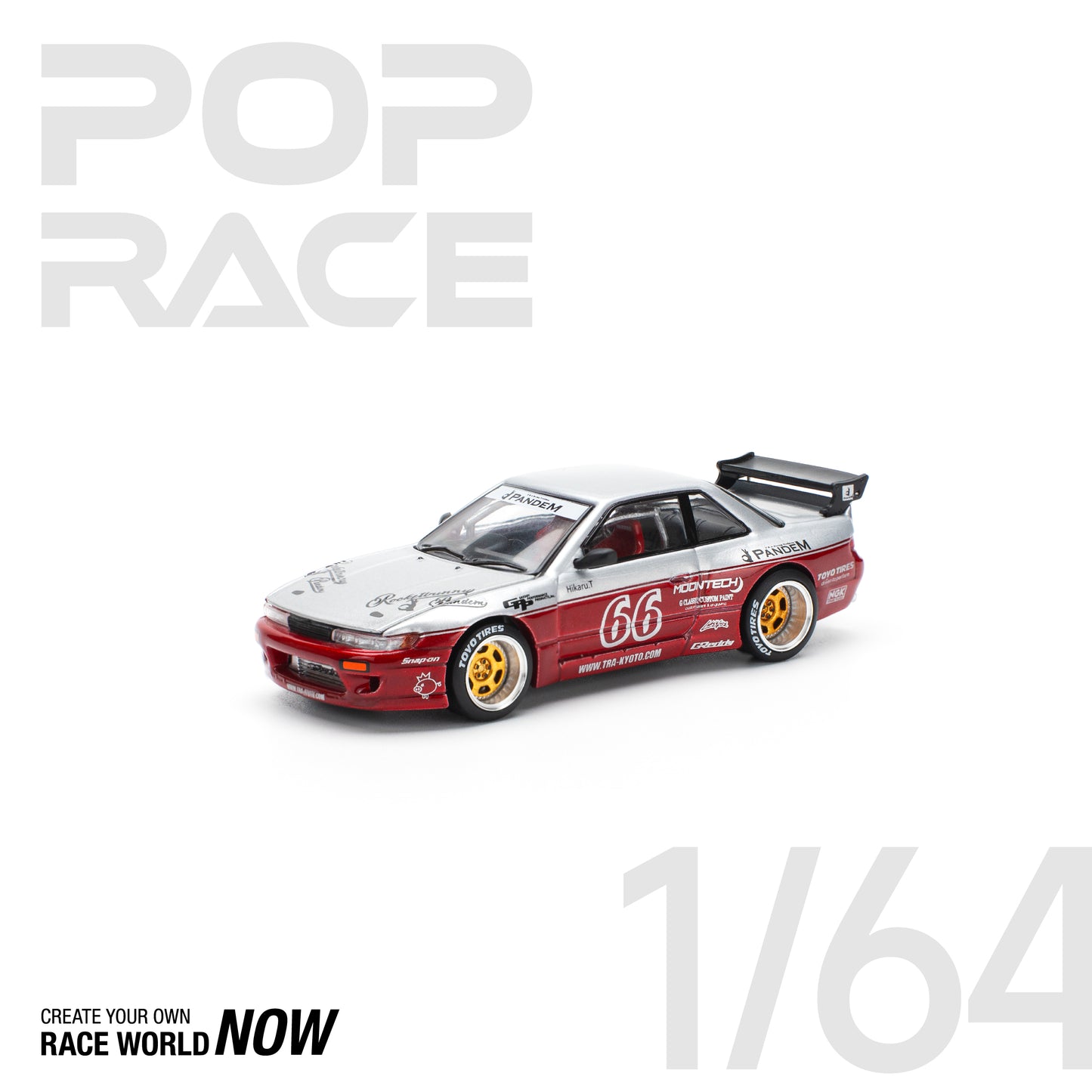 POP RACE 1:64 PANDEM SILVIA S13 – MOONTECH RED - PRE ORDER