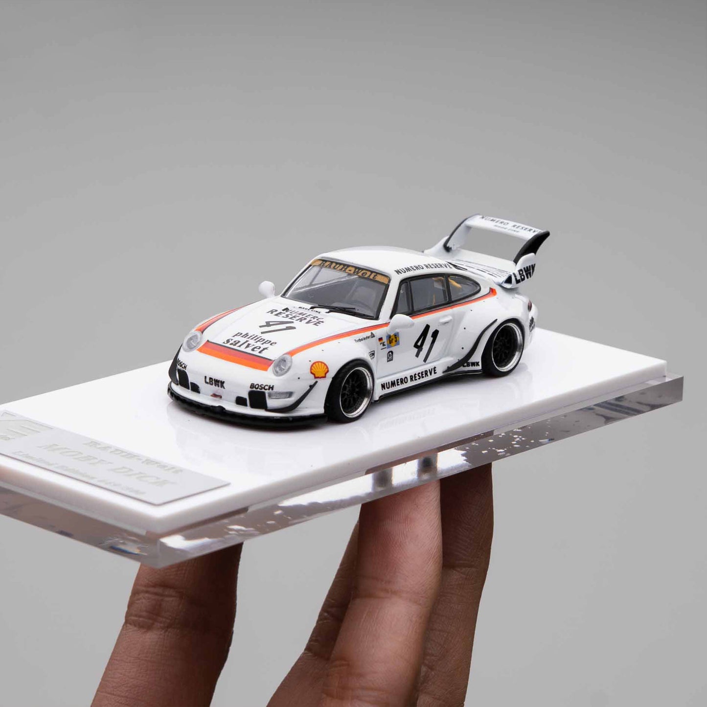 PORSCHE 993 RWB #41, WHITE: MOBY DICK 1:64