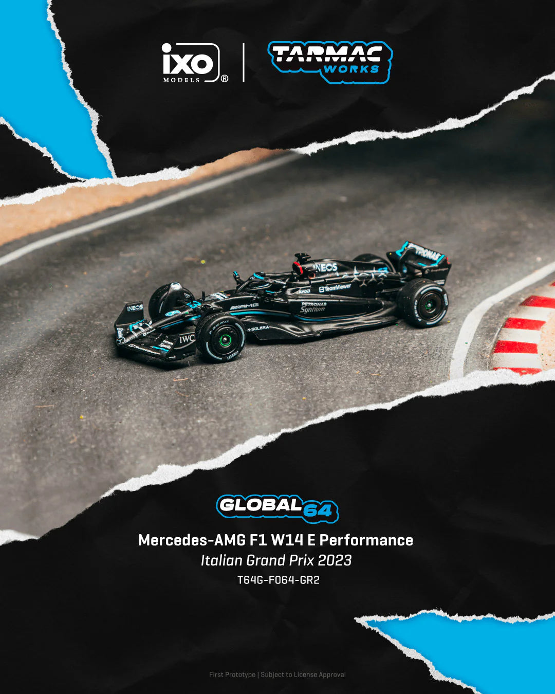 TARMAC WORKS 1/64 - MERCEDES-AMG F1 W14 E PERFORMANCE ITALIAN GRAND PRIX 2023 GEORGE RUSSELL