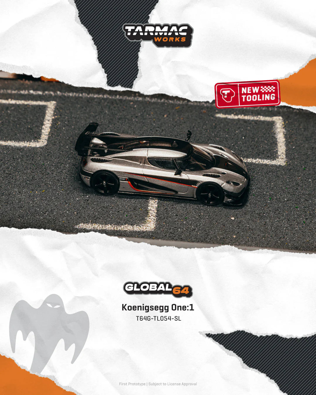 TARMAC WORKS 1/64 - KOENIGSEGG ONE:1 SILVER