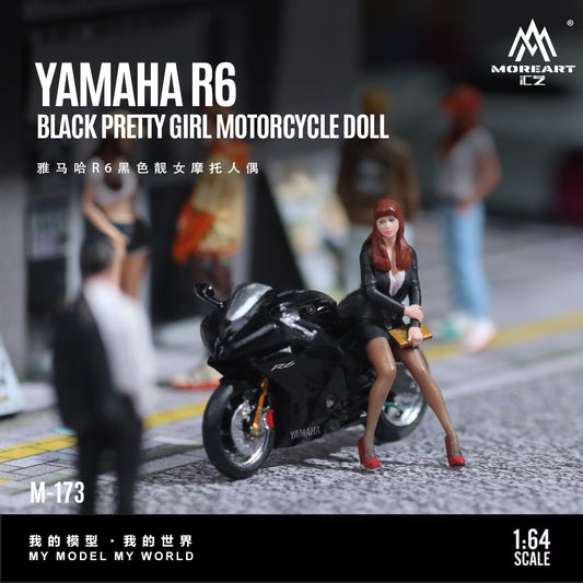 Huiyi MoreArt 1:64 Yamaha R6 Black Lady Motorcycle Figure, Realistic Resin Model