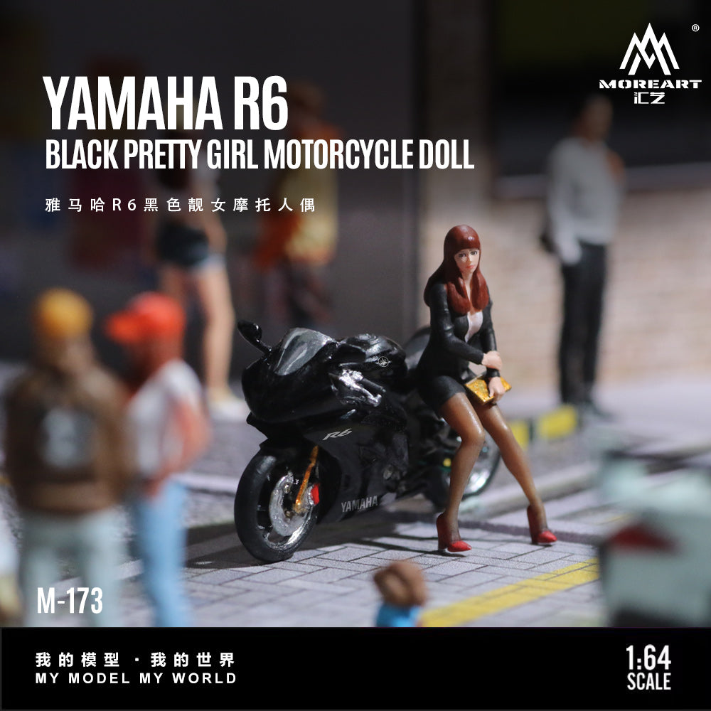 Huiyi MoreArt 1:64 Yamaha R6 Black Lady Motorcycle Figure, Realistic Resin Model