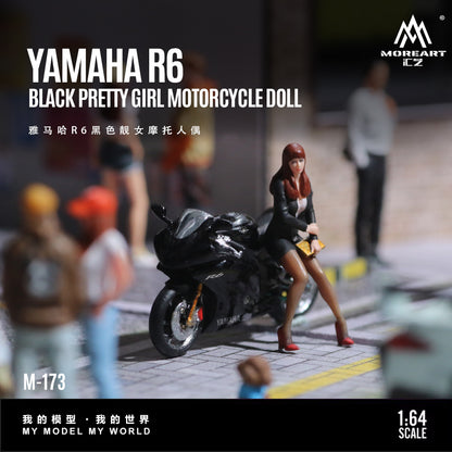 Huiyi MoreArt 1:64 Yamaha R6 Black Lady Motorcycle Figure, Realistic Resin Model