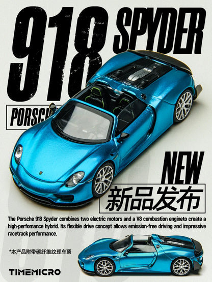 TimeMicro 1:64 918 Spyder Blue Alloy Car Model