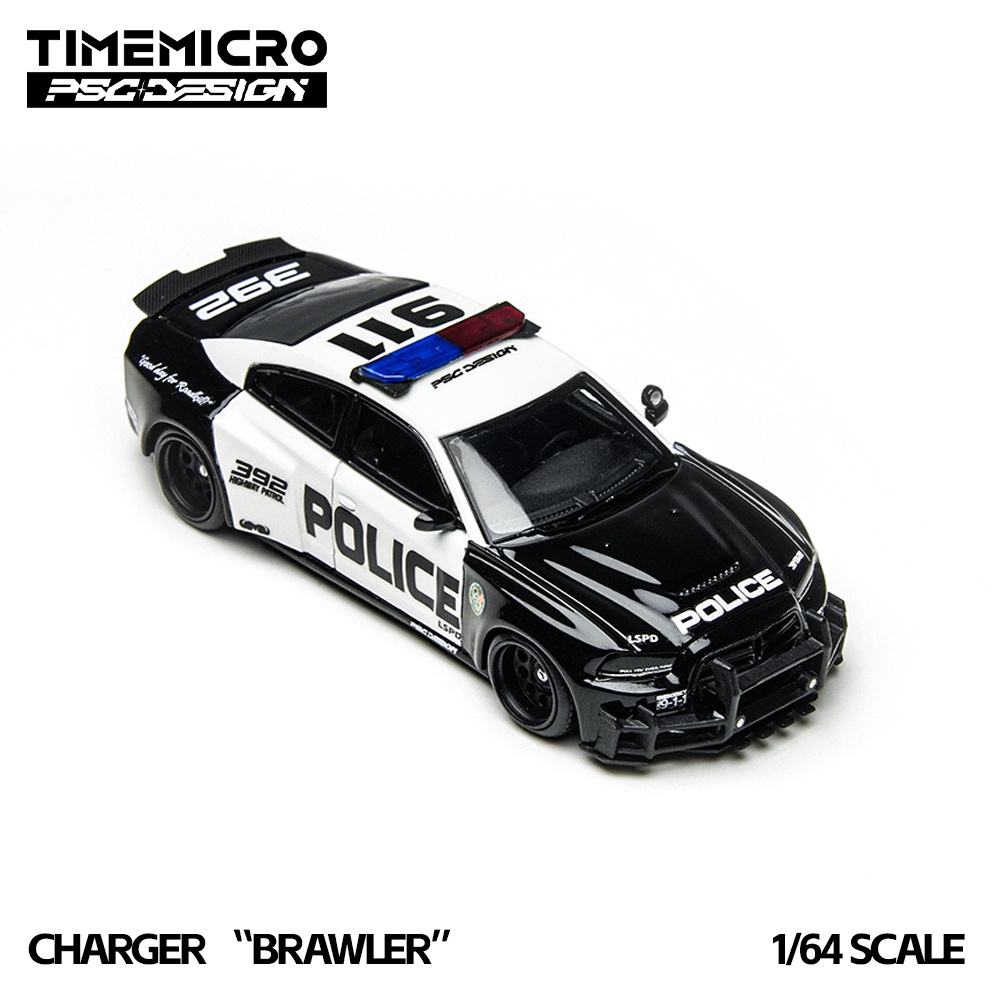 TIMEMICRO × PSC DESIGN - 1/64 WARHORSE "BRAWLER" CHARGER LSPD POLICE CAR SIMULATION ALLOY CAR MODEL