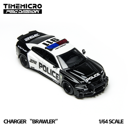 TIMEMICRO × PSC DESIGN - 1/64 WARHORSE "BRAWLER" CHARGER LSPD POLICE CAR SIMULATION ALLOY CAR MODEL