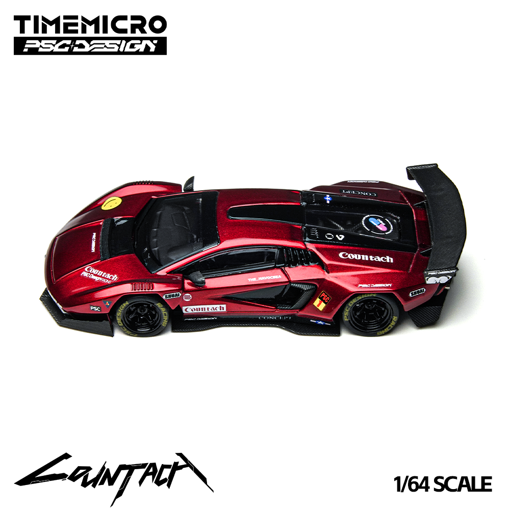 TIMEMICRO × PSC DESIGN - 1/64 CONTAȘ "V" SCARLET COUNTACH "V" ALLOY CAR MODEL