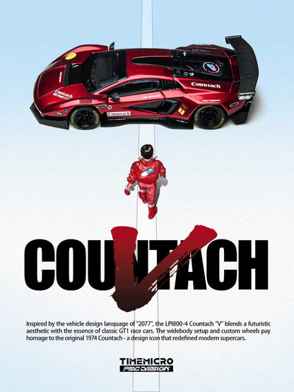 TIMEMICRO × PSC DESIGN - 1/64 CONTAȘ "V" SCARLET COUNTACH "V" ALLOY CAR MODEL