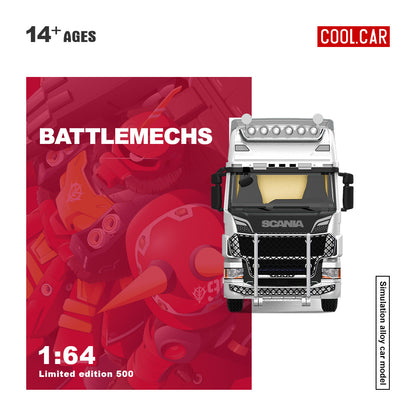 CoolCar 1:64 Scania container truck pink mecha paint simulation alloy car model