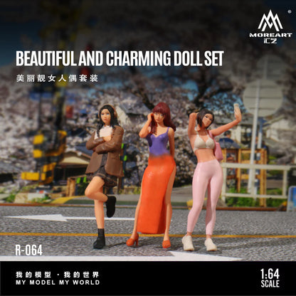 MoreArt1:64 Beautiful and Beautiful Girl Doll Set Simulation Resin Model