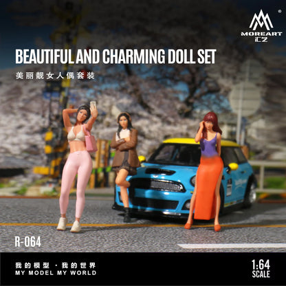 MoreArt1:64 Beautiful and Beautiful Girl Doll Set Simulation Resin Model
