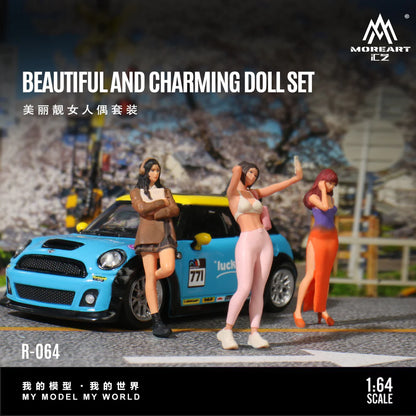 MoreArt1:64 Beautiful and Beautiful Girl Doll Set Simulation Resin Model