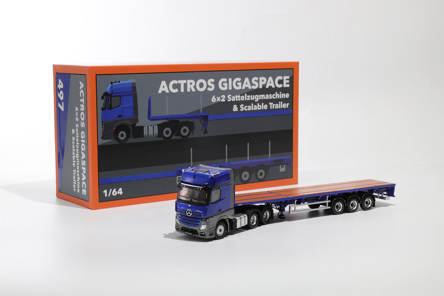 1:64 Mercedes-Benz Actros 6x2 &amp; Scalable Trailer