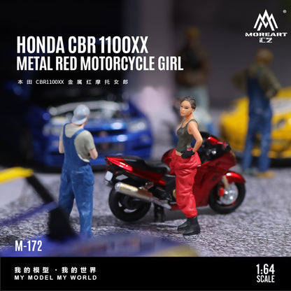 Moreart 1:64 Honda CBR1100XX Metal Red Motorcycle Girl Simulation Resin model