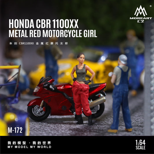 Moreart 1:64 Honda CBR1100XX Metal Red Motorcycle Girl Simulation Resin model