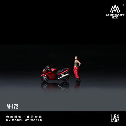 Moreart 1:64 Honda CBR1100XX Metal Red Motorcycle Girl Simulation Resin model