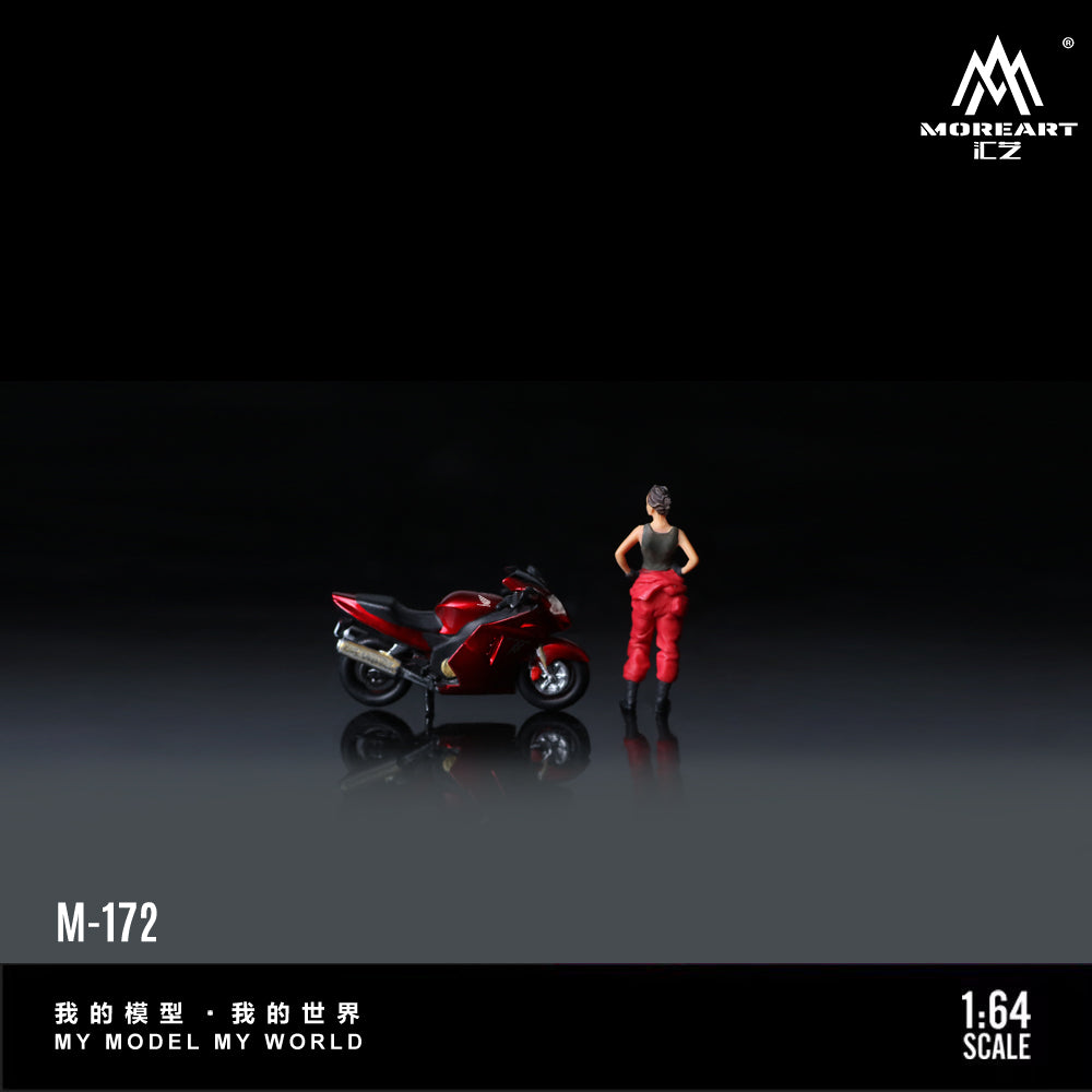 Moreart 1:64 Honda CBR1100XX Metal Red Motorcycle Girl Simulation Resin model