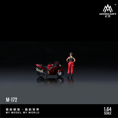 Moreart 1:64 Honda CBR1100XX Metal Red Motorcycle Girl Simulation Resin model