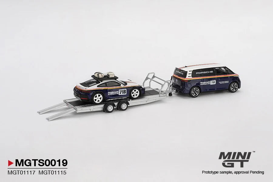 MINIGT - MGTS0019 Porsche 911 Dakar #718 / Volkswagen ID. Buzz Porsche Centrum Gelderland Roughroads Set