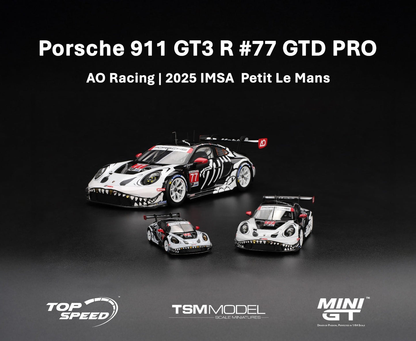 MINIGT - PORSCHE 911 GT3 R #77 AO RACING 2025 IMSA PETIT LE MANS