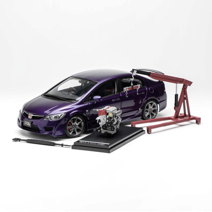 1/18 HONDA CIVIC TYPE R (FD2) 2007 LATE VERSION PREMIUM DEEP VIOLET PEARL – MOTORHELIX - PRE ORDER